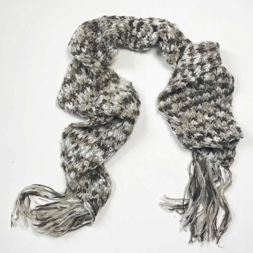 boho chunky knit scarf with tassels perfect for layering anthro crochet